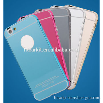 Aluminum metal bumper clear PC backup cell phone case cover for iphone 6 4.7" 6plus 5.5"